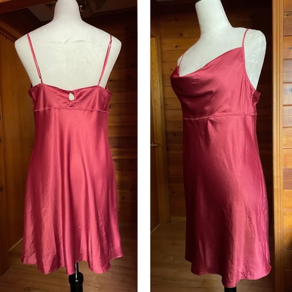 Victoria’s Secret Red Burgundy Satin Cowl Neck Slip Dress Sz Large - Picture 3 of 4